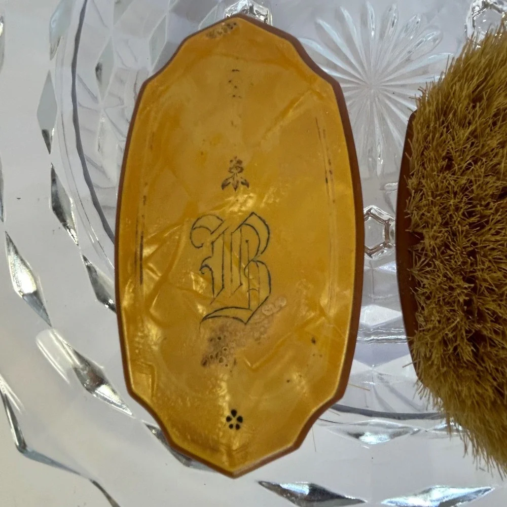 Vintage Vanity Dresser Brush Set, Monogrammed Art Deco Style Hair‎ Brush